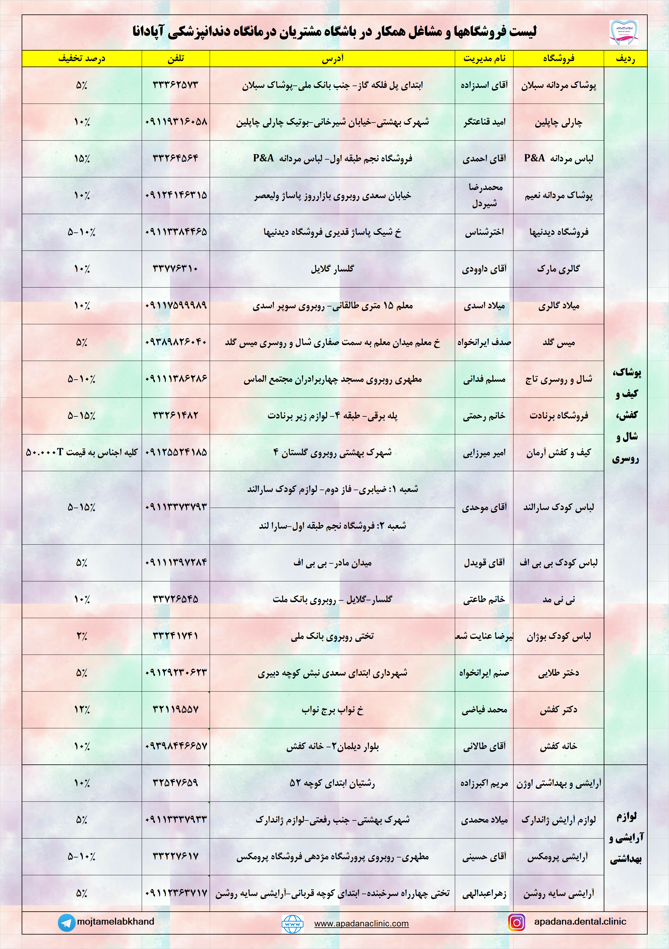 باشگاه مشتریان کلینیک دندانپزشکی آپادانا رشت